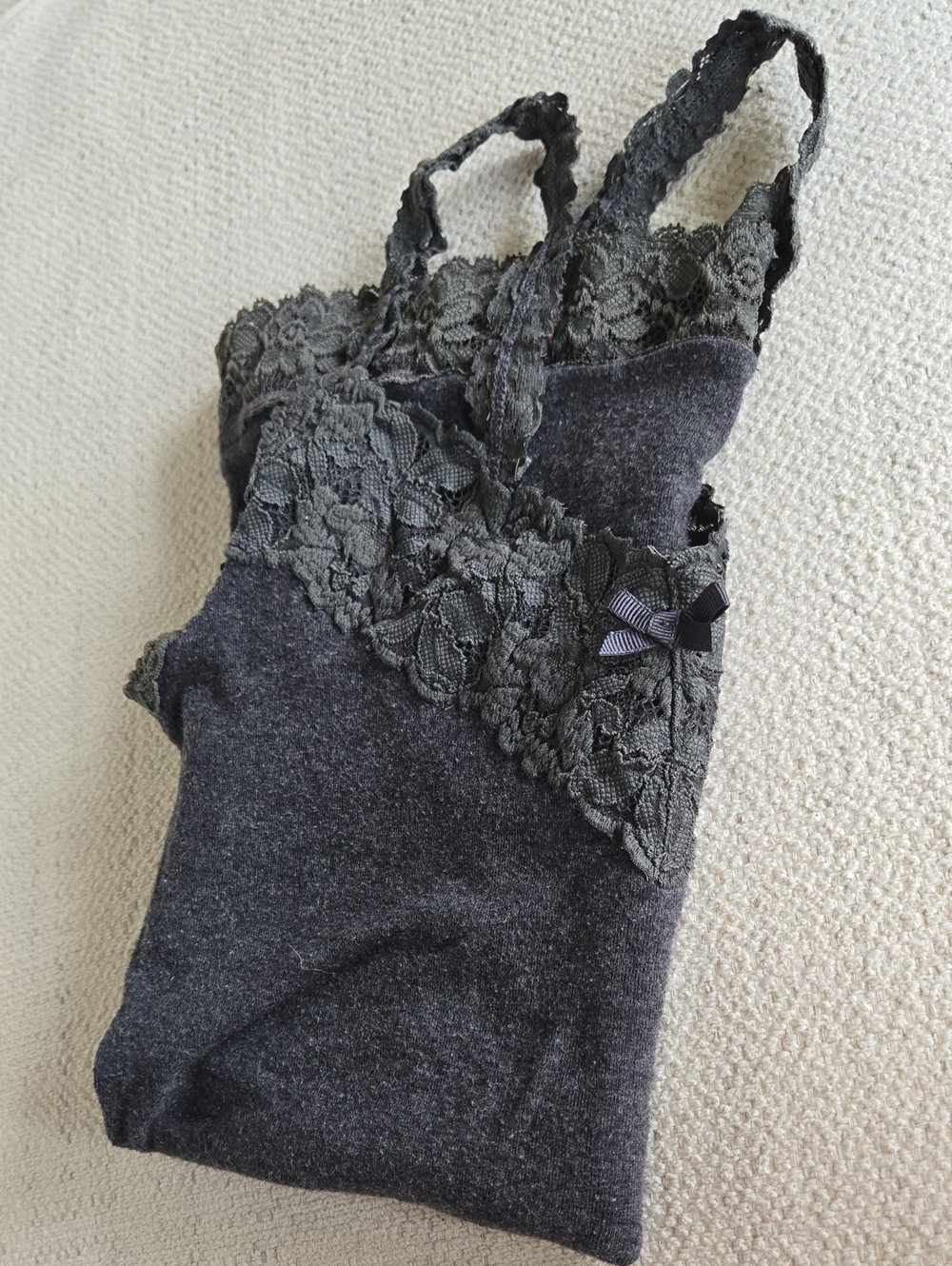 Vintage Y2K Abercrombie & Fitch 2000s Lace Bow Trim Fitted Cami Fairy Tank Top S - Picture 13 of 14